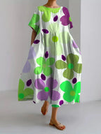 Cali - Women's Floral A-Line Midi Dress with Flutter Sleeves