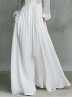 Camilla - Women's Button-Front Linen Dress with Stand Collar