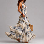 Candice - Women's Floral Halter Cascading Boho Maxi Dress 2