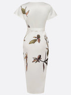 Carla - Women's Leaf-Print Wrap Midi Dress