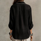 Carmel - Women's Boho Relaxed Long Sleeve Button-Front Shirt 7