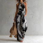 Carolina - Women's Abstract Print Halter Wide Leg Jumpsuit 3