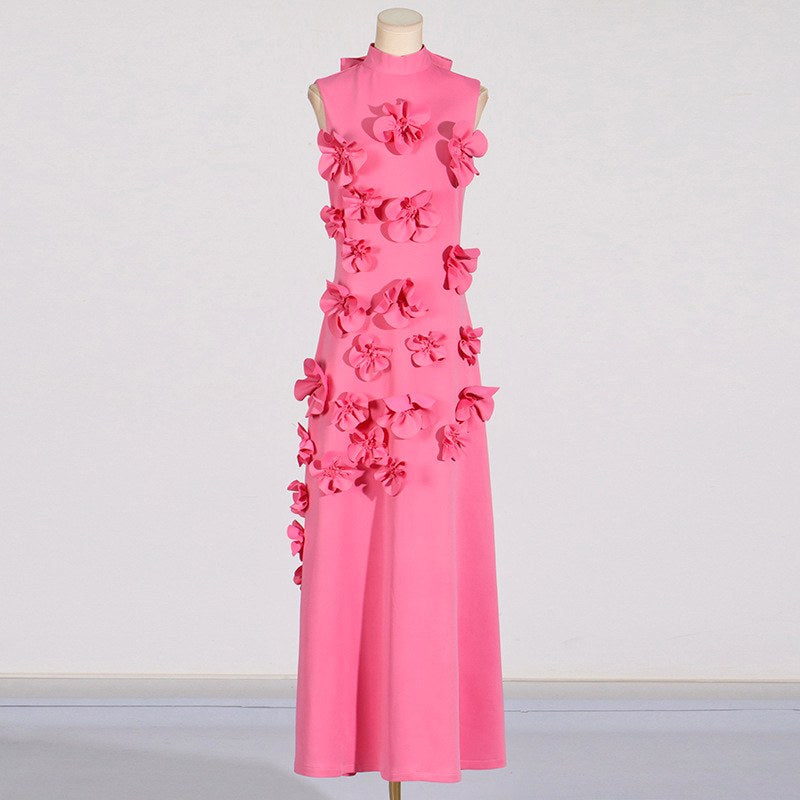 Caroline - Women's 3D Floral Stand Collar Dress 5