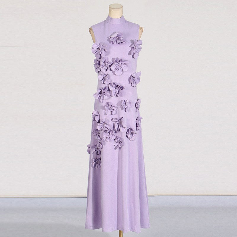 Caroline - Women's 3D Floral Stand Collar Dress 6