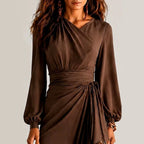 Cassandra - Women's Asymmetric Ruffle Long Sleeve Maxi Dress 2