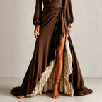 Cassandra - Women's Asymmetric Ruffle Long Sleeve Maxi Dress 3