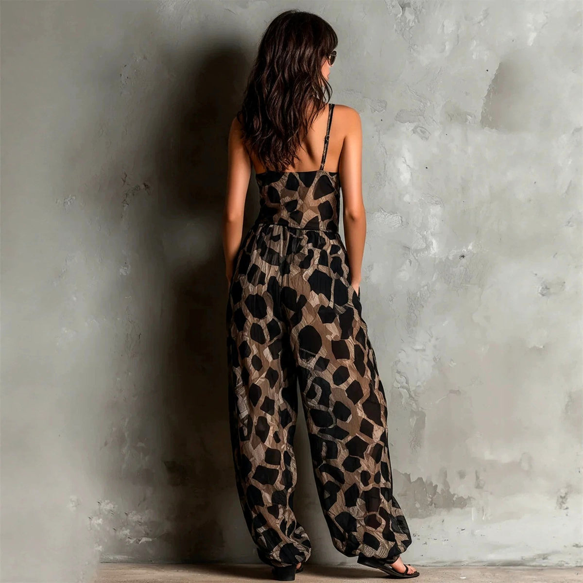 Cassidy - Women's Printed Tie-Front Wide-Leg Jumpsuit 2