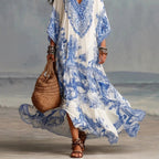 Cecilia - Women's Boho Print V-Neck Maxi Dress 3