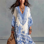 Cecilia - Women's Boho Print V-Neck Maxi Dress 4