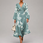 Cecilia - Women's Floral V-Neck Wrap Midi Dress 1