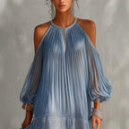 Celestine - Women's Off-Shoulder Pleated Casual Dress 2