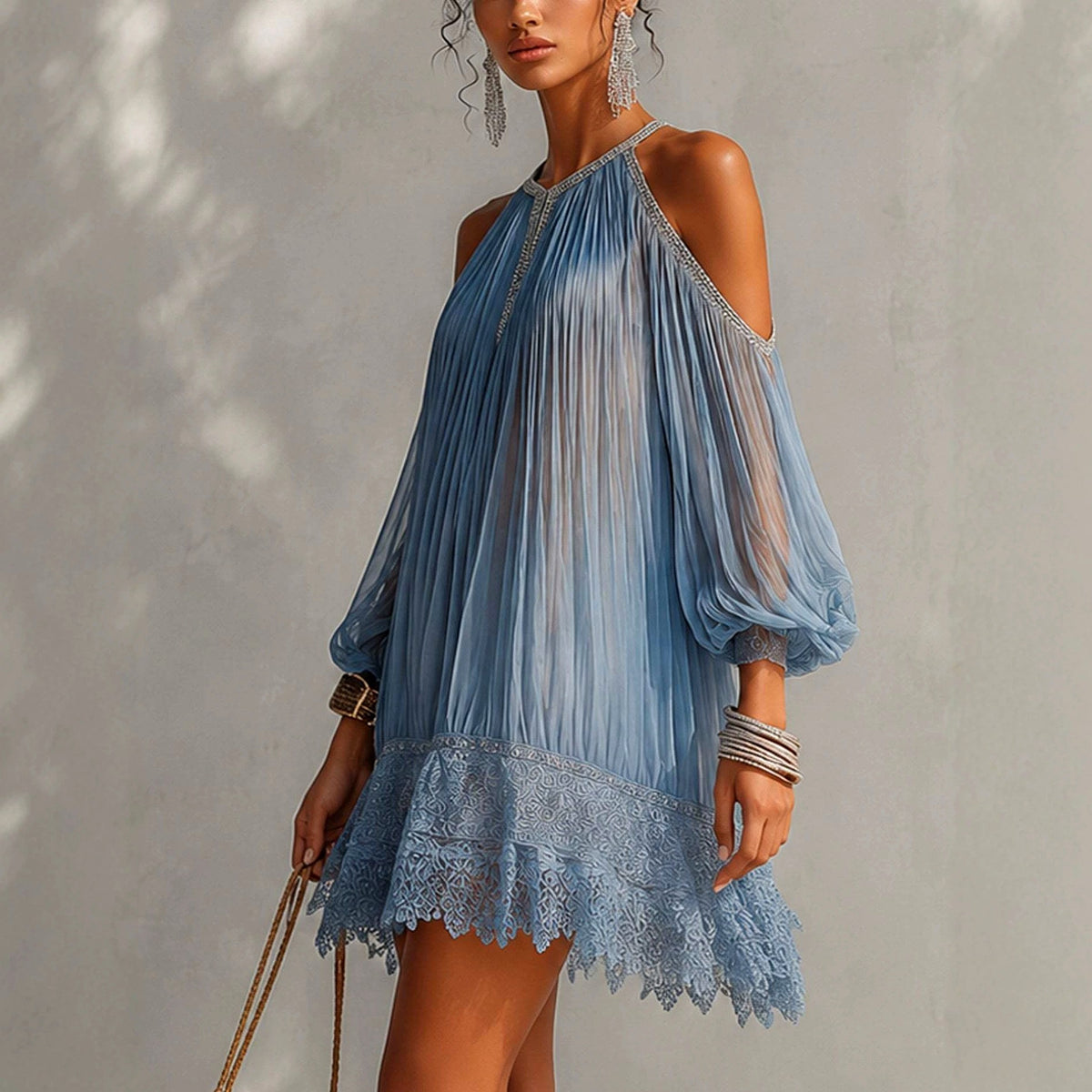 Celestine - Women's Off-Shoulder Pleated Casual Dress 3