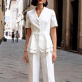 Charlotte - Women's Peplum Blazer & Wide Leg Pant Set 1