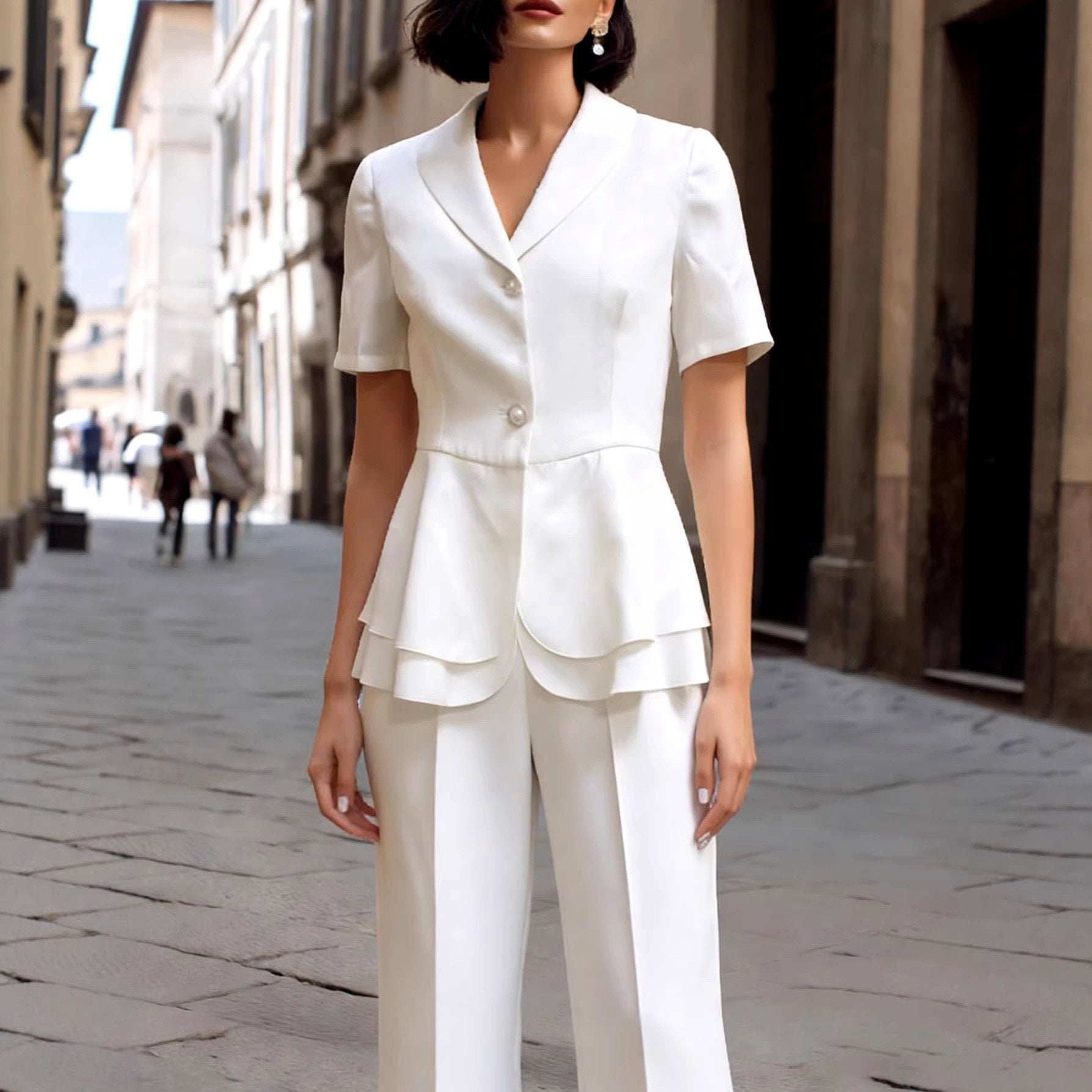 Charlotte - Women's Peplum Blazer & Wide Leg Pant Set 1