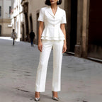 Charlotte - Women's Peplum Blazer & Wide Leg Pant Set 2