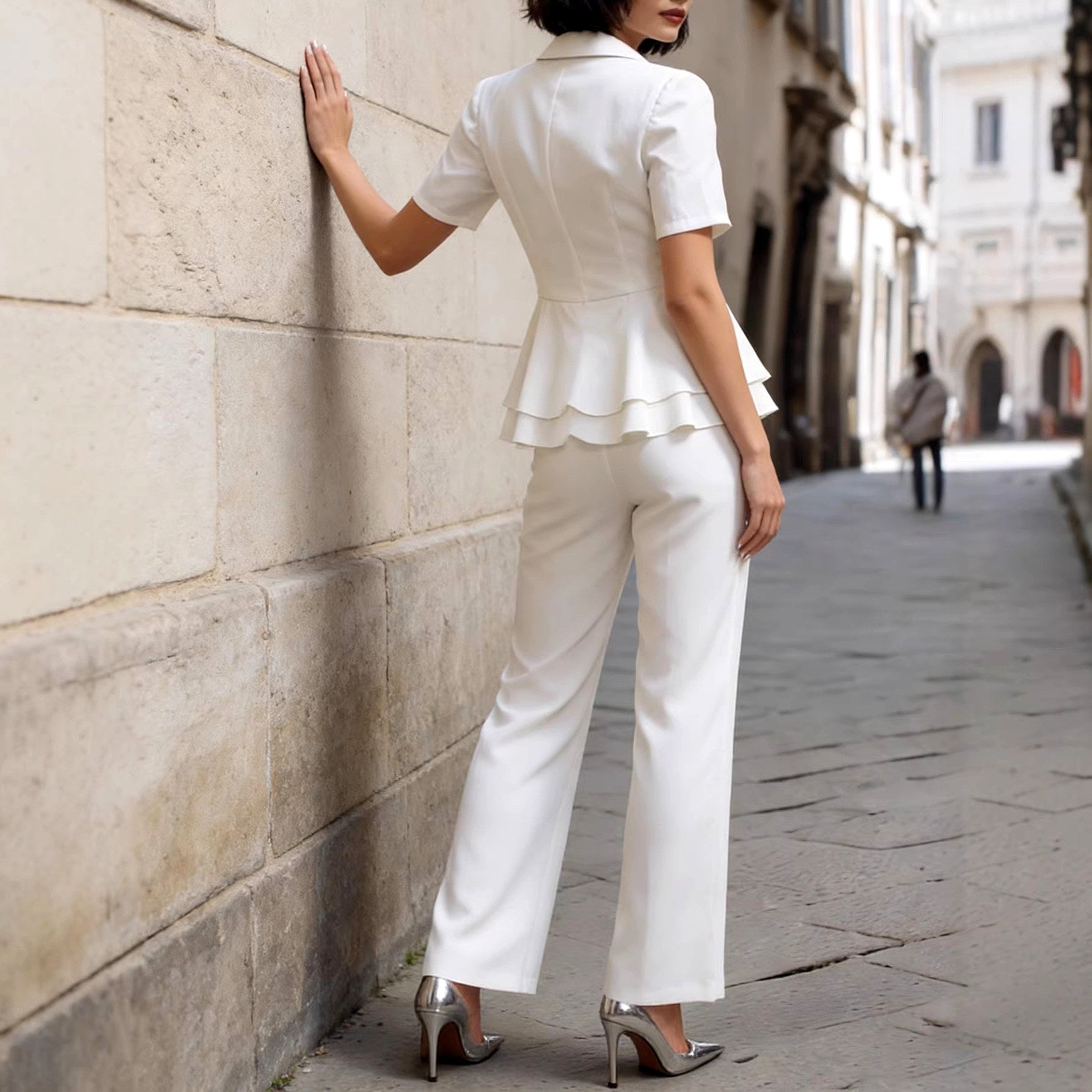 Charlotte - Women's Peplum Blazer & Wide Leg Pant Set 3