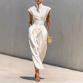Chelsea - Women's High-Neck Cap Sleeve Midi Dress 1