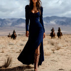 Chloë - Women's Sweetheart Long Sleeve Resort Maxi Dress 4