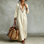 Ciara - Women's Ethnic Embroidery Deep V-Neck Boho Maxi Dress 3