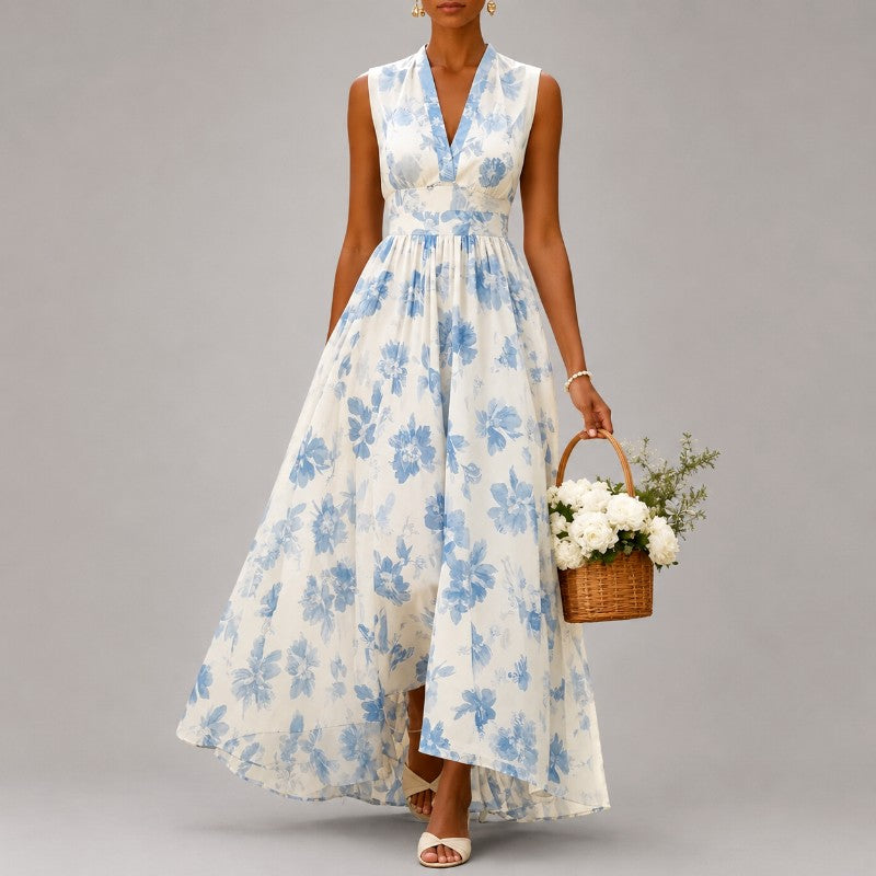 Claribel - Women's Floral Sleeveless V-Neck Maxi Dress 1