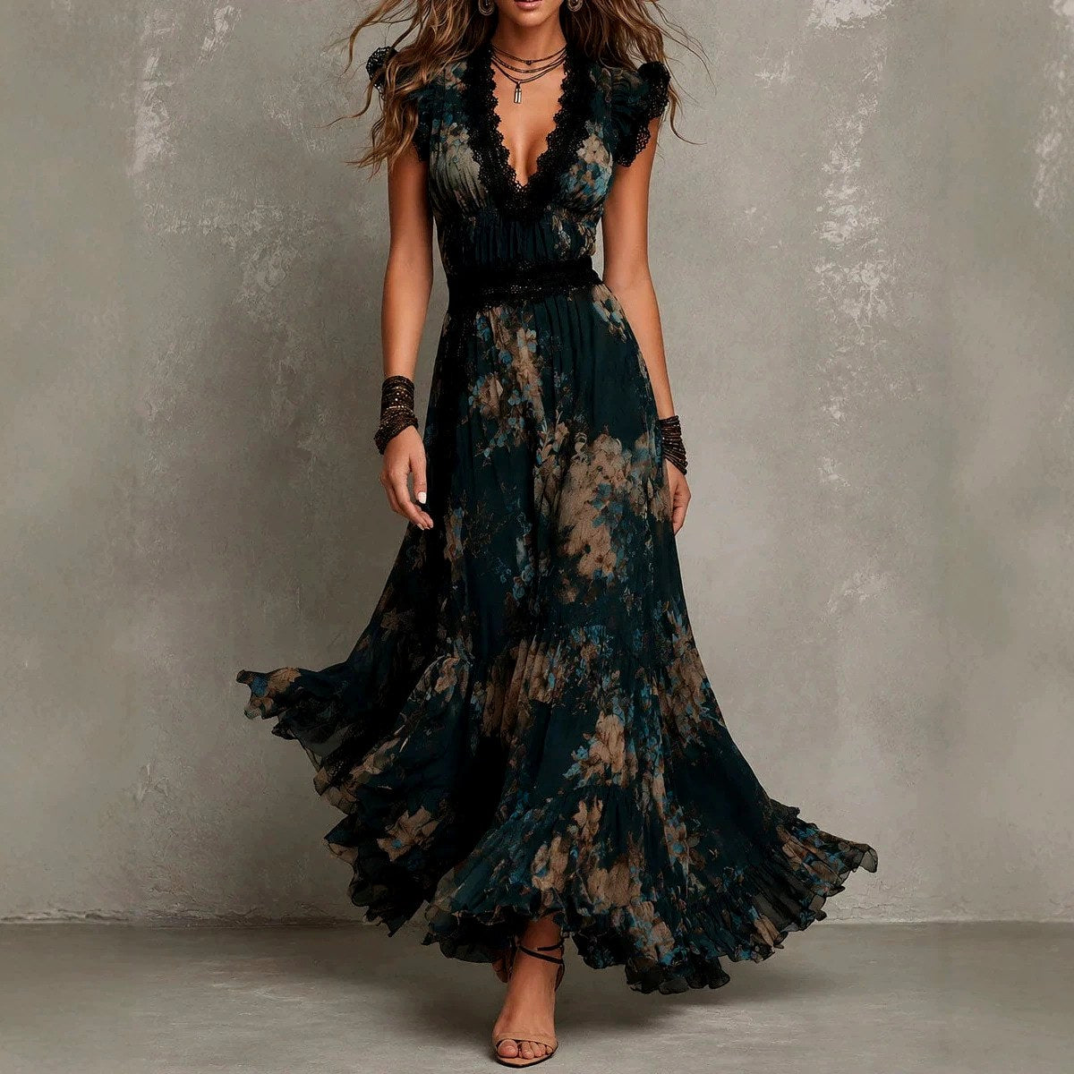 Clementine - Women's Floral V-Neck Vacation Maxi Dress 2