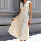 Clementine - Women's Sleeveless Pleated Midi Dress 4