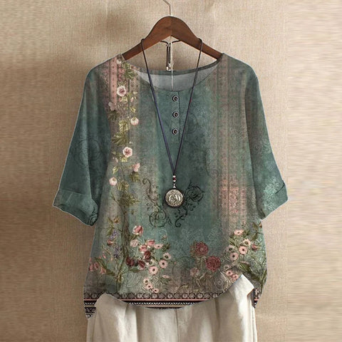 Daisy - Women's Floral Print Oversized Blouse