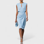 Dana - Women's Wrap Midi Dress with Keyhole Neckline