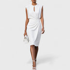 Dana - Women's Wrap Midi Dress with Keyhole Neckline