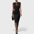Dana - Women's Wrap Midi Dress with Keyhole Neckline