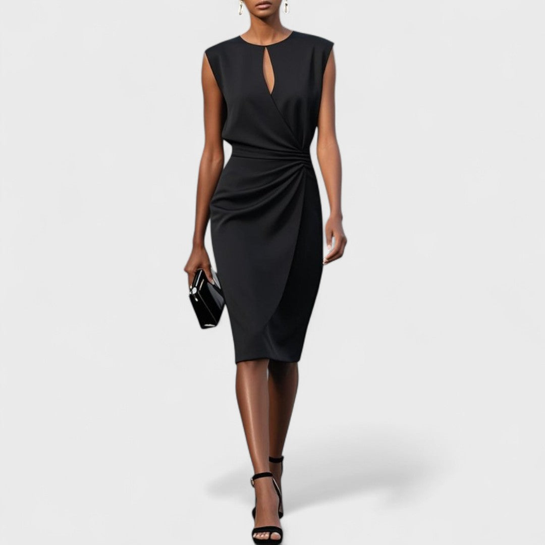 Dana - Women's Wrap Midi Dress with Keyhole Neckline