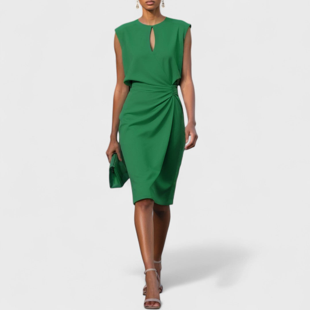 Dana - Women's Wrap Midi Dress with Keyhole Neckline