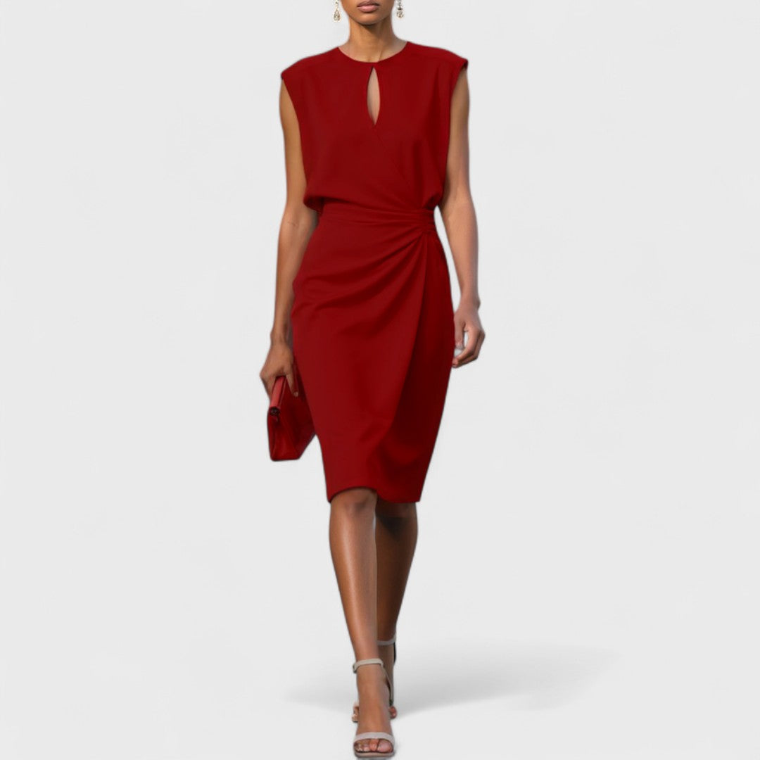 Dana - Women's Wrap Midi Dress with Keyhole Neckline