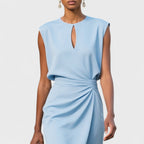 Dana - Women's Wrap Midi Dress with Keyhole Neckline