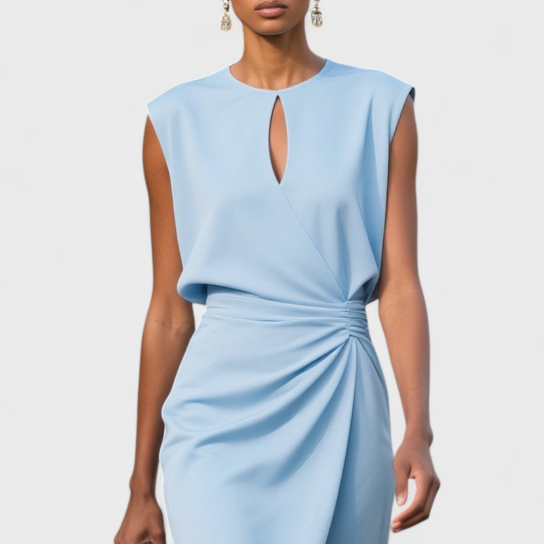 Dana - Women's Wrap Midi Dress with Keyhole Neckline
