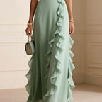Deborah - Women's Ruffle Trim Wrap Maxi Dress 2