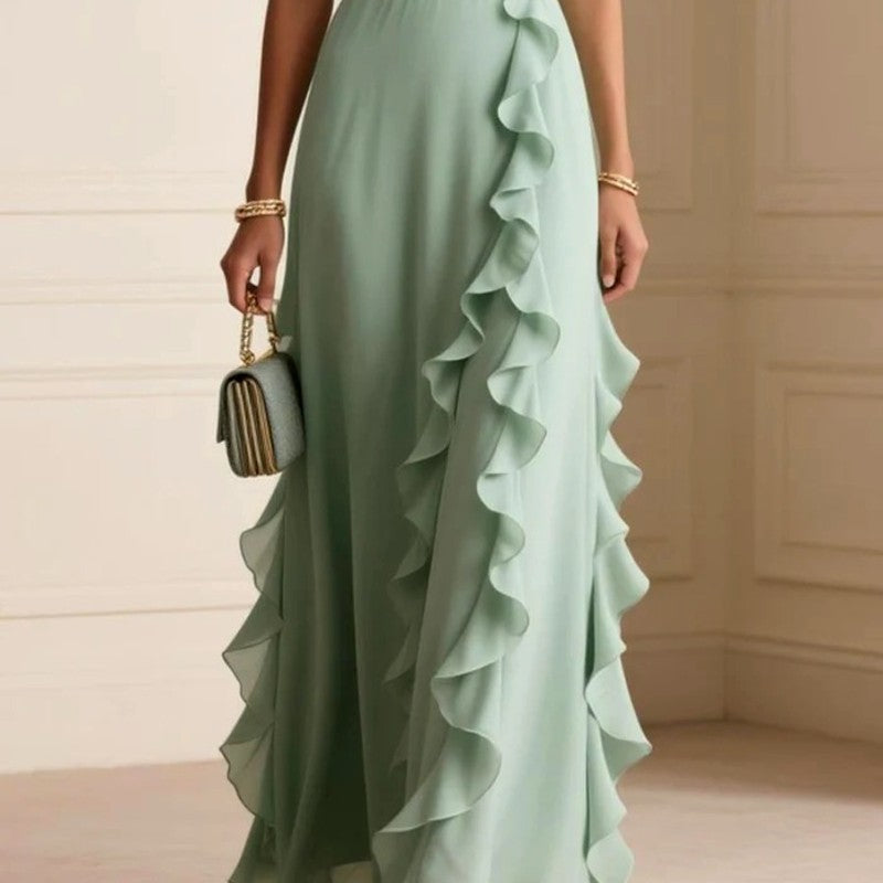 Deborah - Women's Ruffle Trim Wrap Maxi Dress 2