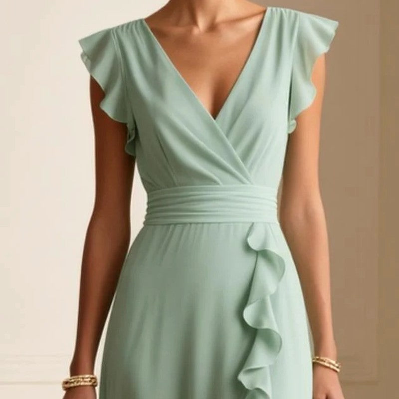 Deborah - Women's Ruffle Trim Wrap Maxi Dress 3