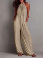 Delilah - Women's Halter Neck Wide Leg Boho Jumpsuit 4