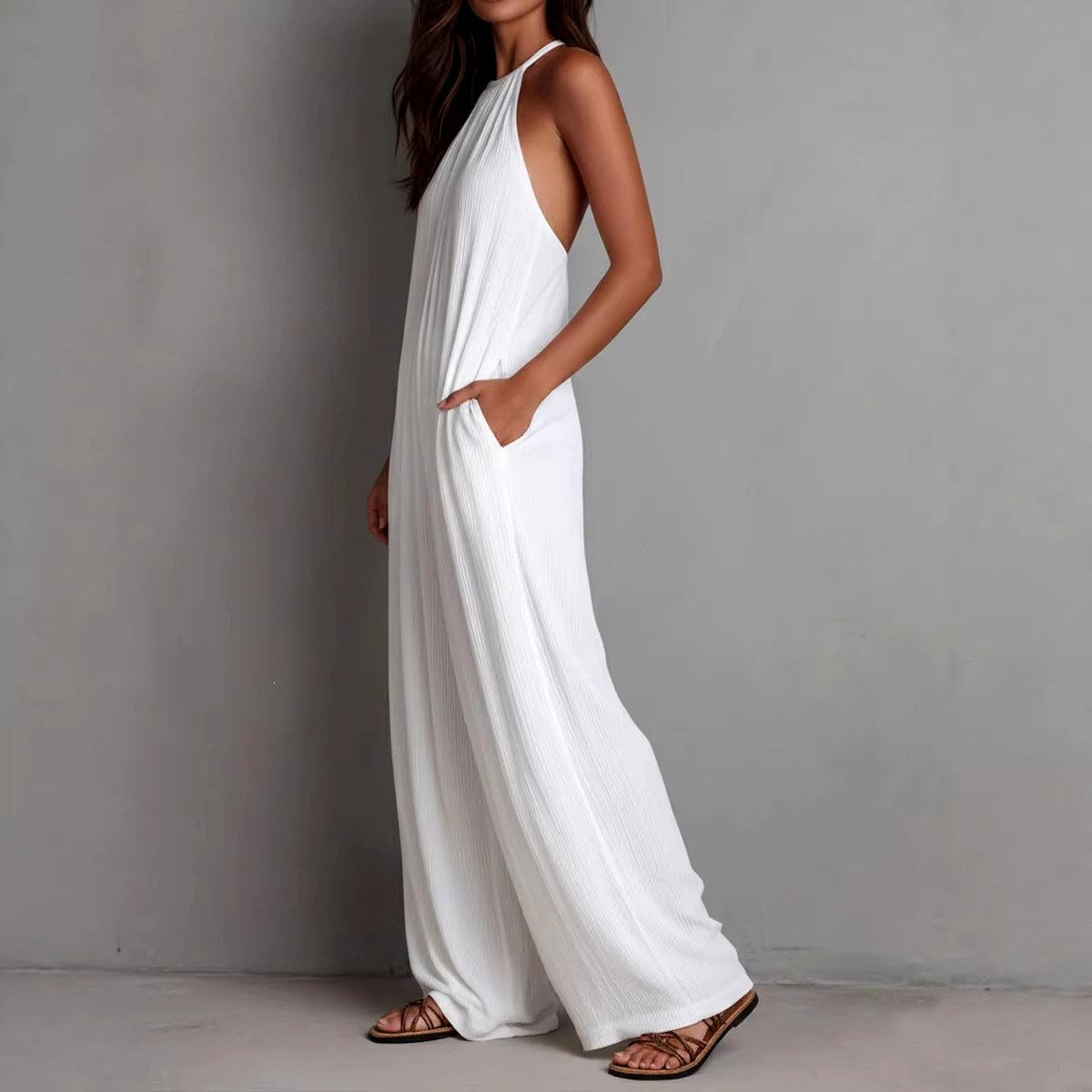 Delilah - Women's Halter Neck Wide Leg Boho Jumpsuit 5