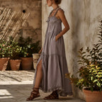 Della - Women's Ruffle Strap Boho Maxi Dress 3