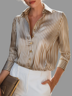 Demi - Women's Striped Button-Front Shirt with Tailored Cuffs