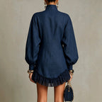 Dina - Women's Lantern Sleeve Mini Dress 2