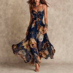 Doris - Women's Floral Flowing Chiffon Maxi Dress 1