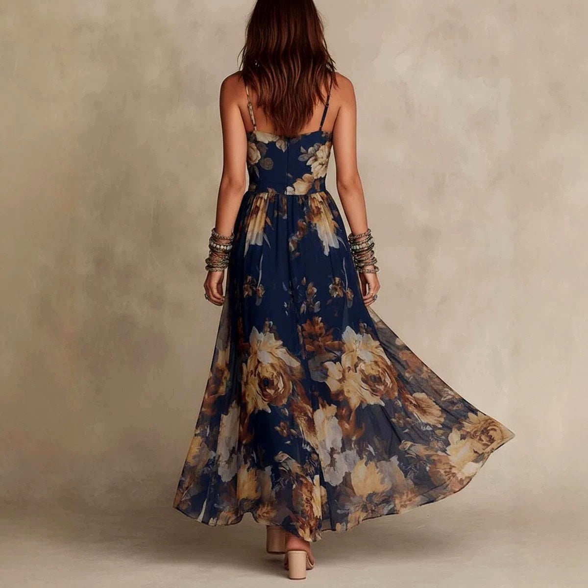 Doris - Women's Floral Flowing Chiffon Maxi Dress 2