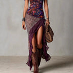 Doris - Women's Patchwork Square Neck Resort Maxi Dress 5