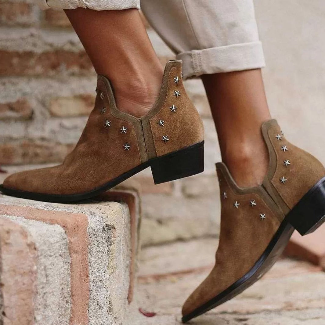 Dorothea - Women's Star-Stud Pointed-Toe Ankle Boots
