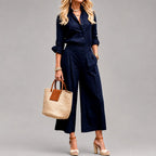 Dorothea - Women's Button-Up Shirt & Wide-Leg Pants Set 4