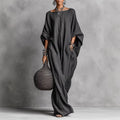 Elektra - Women's Faux Linen Batwing Maxi Dress 1