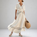 Ella - Women's Twist-Front V-Neck Midi Dress